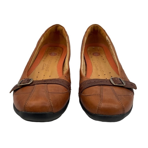 Clarks Brown Unstructured Leather Flats Size 7 Women's - Picture 3 of 9
